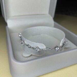 S925 Sterling Silver & Crystal Chain Bracelet